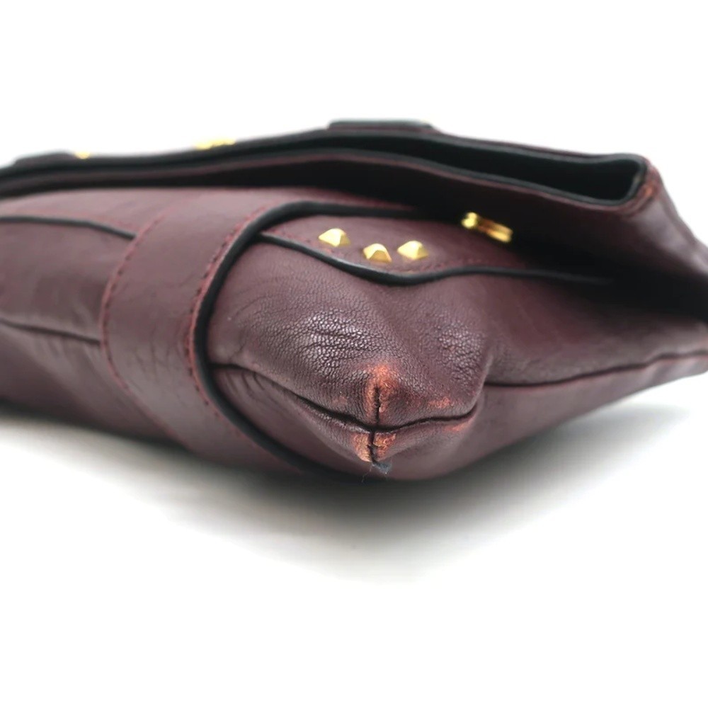 Marc Jacobs Padlock Flap Clutch Burgundy Grained Leather Small Bag - Picture 8 of 10